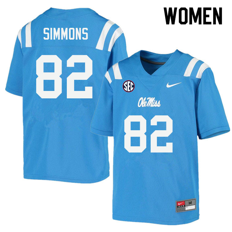 Women #82 Larry Simmons Ole Miss Rebels College Football Jerseys Sale-Power Blue